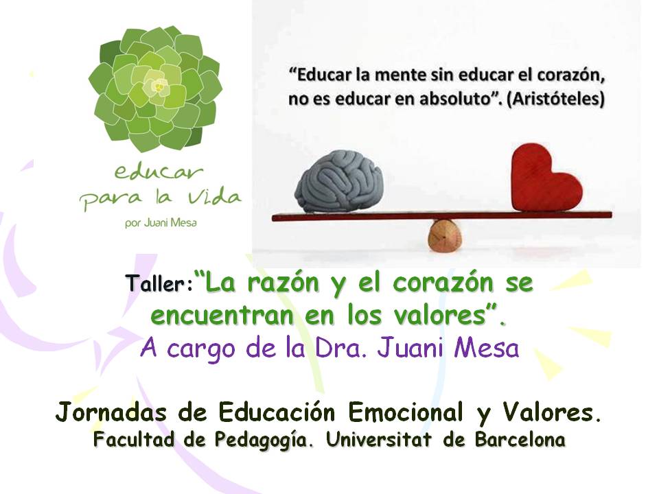 Cartel  Taller Razón y Corazón. Dra. Juani Mesa